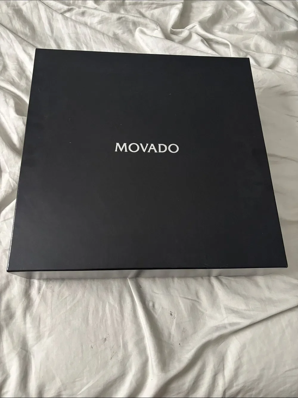 Movado Black Dial Wall Clock with Silver Rim original box with padding
